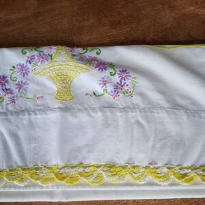 Vintage hand embroidered pillowcase.